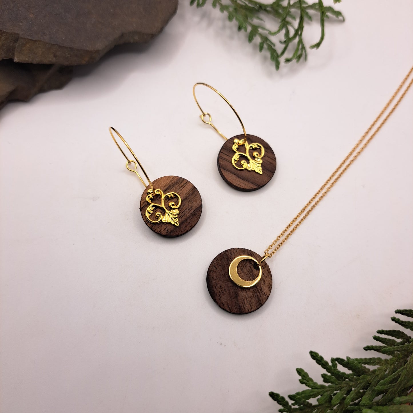 Deine Kombination, Dein Holzschmuck, Dein SET! (goldfarben) Du wählst aus, egal ob passend oder unterschiedlich, es ist Dein Style!