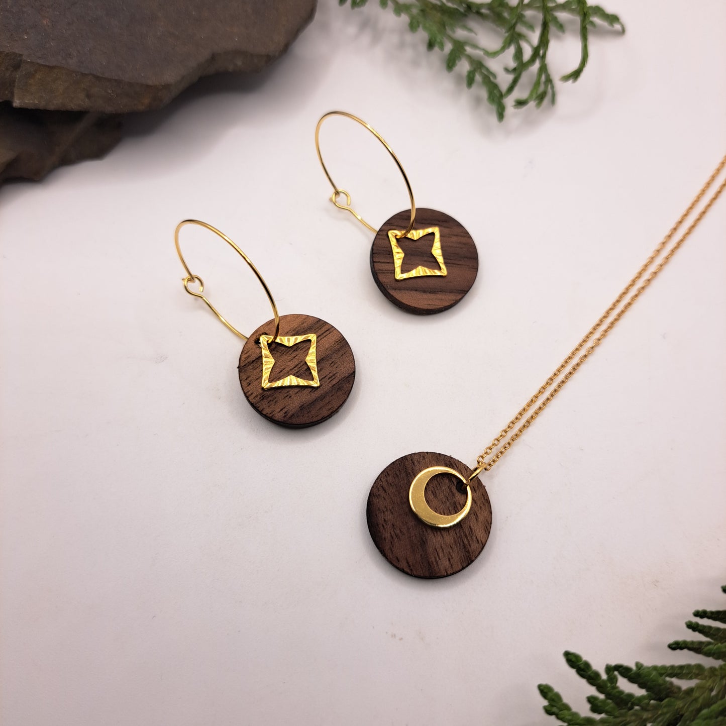 Deine Kombination, Dein Holzschmuck, Dein SET! (goldfarben) Du wählst aus, egal ob passend oder unterschiedlich, es ist Dein Style!