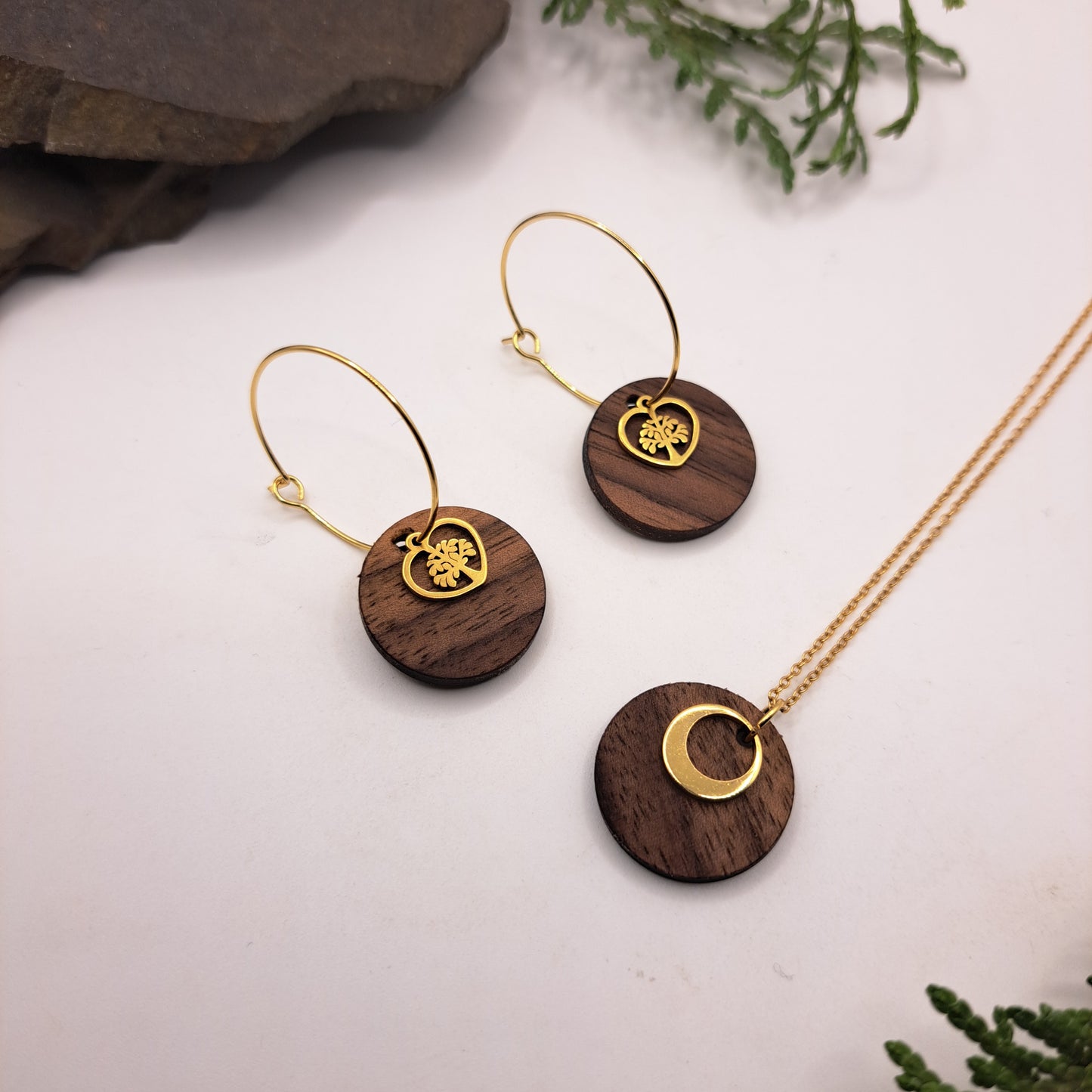 Deine Kombination, Dein Holzschmuck, Dein SET! (goldfarben) Du wählst aus, egal ob passend oder unterschiedlich, es ist Dein Style!