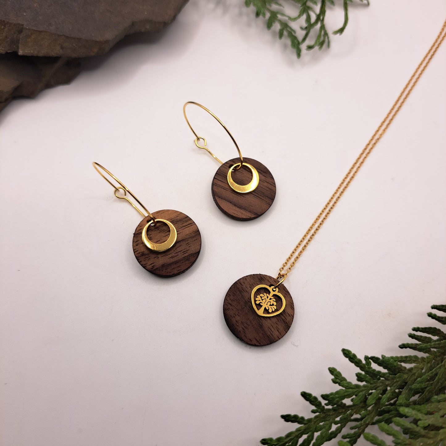 Deine Kombination, Dein Holzschmuck, Dein SET! (goldfarben) Du wählst aus, egal ob passend oder unterschiedlich, es ist Dein Style!