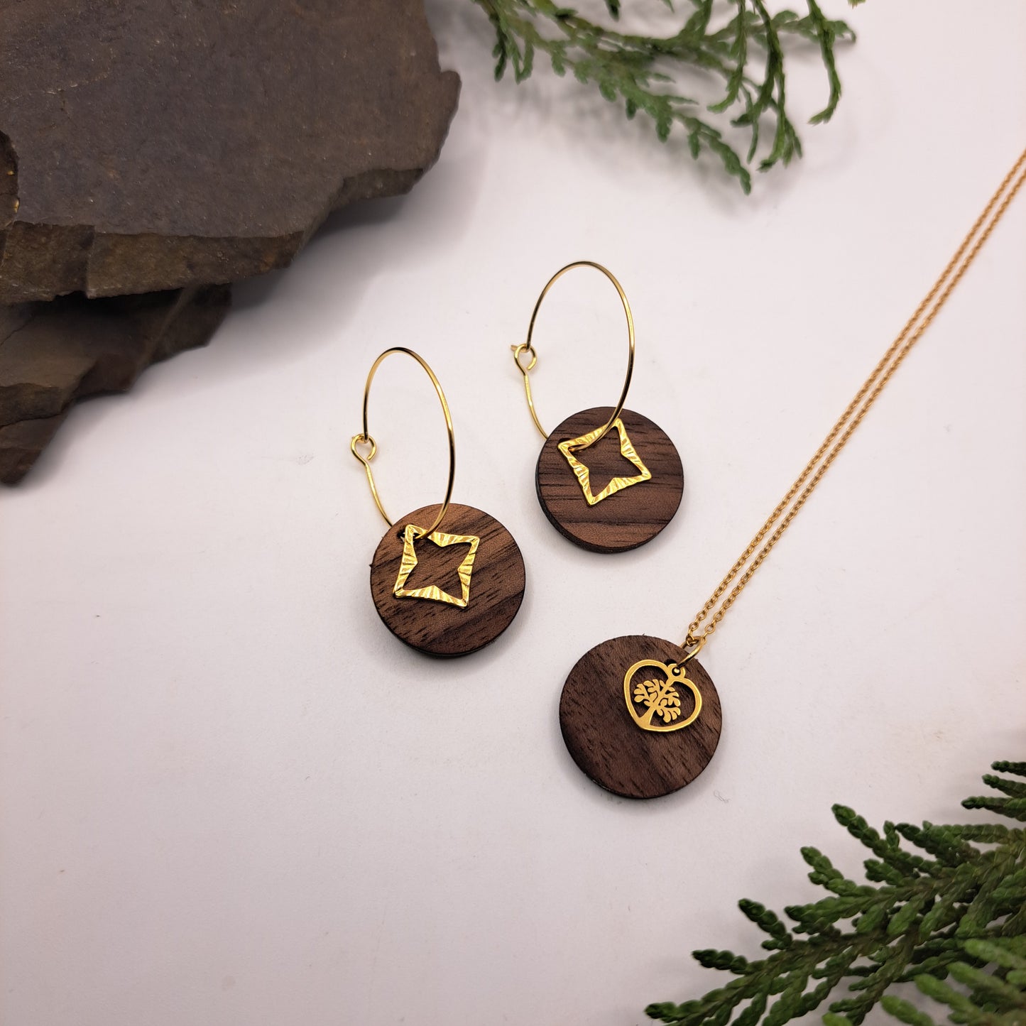 Deine Kombination, Dein Holzschmuck, Dein SET! (goldfarben) Du wählst aus, egal ob passend oder unterschiedlich, es ist Dein Style!