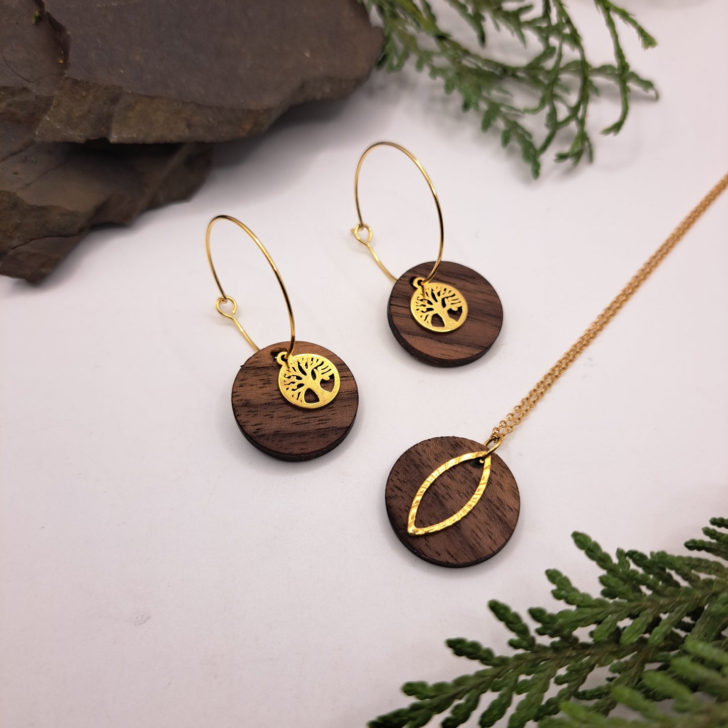 Deine Kombination, Dein Holzschmuck, Dein SET! (goldfarben) Du wählst aus, egal ob passend oder unterschiedlich, es ist Dein Style!