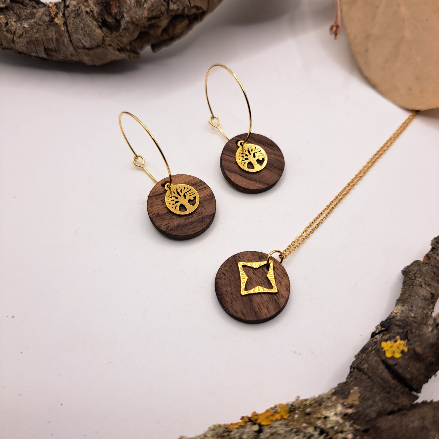 Deine Kombination, Dein Holzschmuck, Dein SET! (goldfarben) Du wählst aus, egal ob passend oder unterschiedlich, es ist Dein Style!