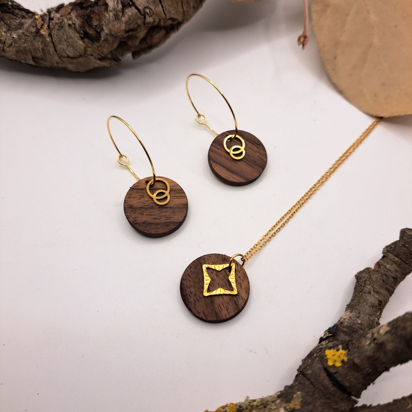 Deine Kombination, Dein Holzschmuck, Dein SET! (goldfarben) Du wählst aus, egal ob passend oder unterschiedlich, es ist Dein Style!