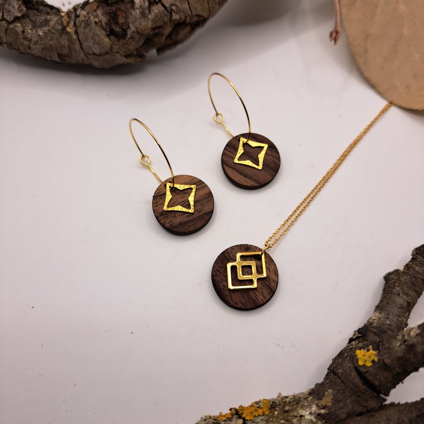 Deine Kombination, Dein Holzschmuck, Dein SET! (goldfarben) Du wählst aus, egal ob passend oder unterschiedlich, es ist Dein Style!